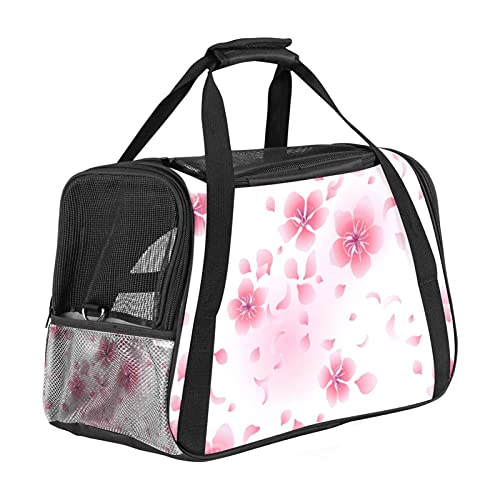 Reisetragetasche für Haustiere Kirschblüten Blumen Tragbare Reisetasche für Hunde oder Katzen mit Sicherheitsreißverschlüssen 43x26x30 cm von Z&Q