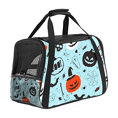 Reisetragetasche für Haustiere Kürbis Halloween Tragbare Reisetasche für Hunde oder Katzen mit Sicherheitsreißverschlüssen 43x26x30 cm von Z&Q