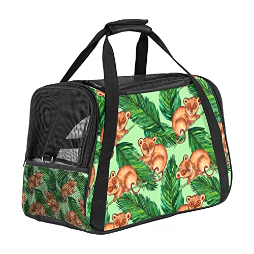 Reisetragetasche für Haustiere Palmenblätter Tragbare Reisetasche für Hunde oder Katzen mit Sicherheitsreißverschlüssen 43x26x30 cm von Z&Q