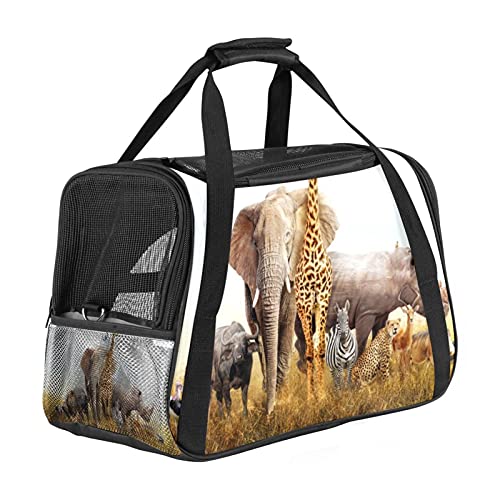 Reisetragetasche für Haustiere Safaritiere Tragbare Reisetasche für Hunde oder Katzen mit Sicherheitsreißverschlüssen 43x26x30 cm von Z&Q