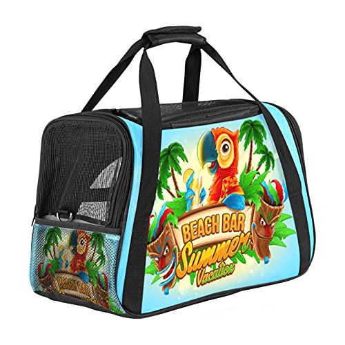 Reisetragetasche für Haustiere Sommerurlaub Strandbar Tragbare Reisetasche für Hunde oder Katzen mit Sicherheitsreißverschlüssen 43x26x30 cm von Z&Q