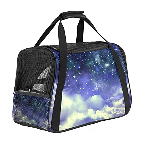 Reisetragetasche für Haustiere Sternenhimmel Galaxie Tragbare Reisetasche für Hunde oder Katzen mit Sicherheitsreißverschlüssen 43x26x30 cm von Z&Q