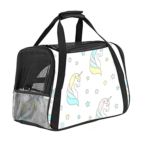 Reisetragetasche für Haustiere Süße Baby-Einhörner Tragbare Reisetasche für Hunde oder Katzen mit Sicherheitsreißverschlüssen 43x26x30 cm von Z&Q