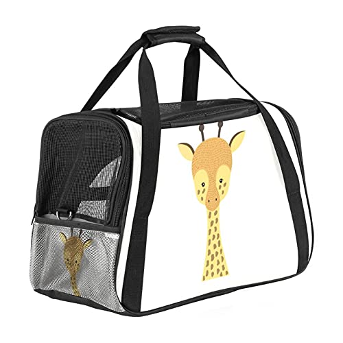 Reisetragetasche für Haustiere Süße Giraffe Tragbare Reisetasche für Hunde oder Katzen mit Sicherheitsreißverschlüssen 43x26x30 cm von Z&Q