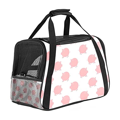 Reisetragetasche für Haustiere Süßes rosa Minischwein Tragbare Reisetasche für Hunde oder Katzen mit Sicherheitsreißverschlüssen 43x26x30 cm von Z&Q