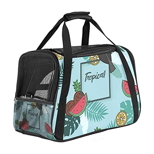 Reisetragetasche für Haustiere Tropischer Vogel Wassermelone Tragbare Reisetasche für Hunde oder Katzen mit Sicherheitsreißverschlüssen 43x26x30 cm von Z&Q