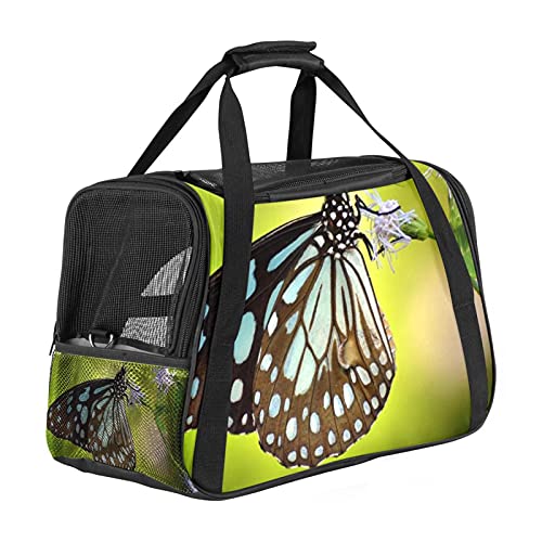 Reisetragetasche für Haustiere braun gefleckter Schmetterling Tragbare Reisetasche für Hunde oder Katzen mit Sicherheitsreißverschlüssen 43x26x30 cm von Z&Q