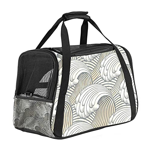 Weiße graue Meereswellen Weiche Reisetasche für Hunde und Katzen Von der Fluggesellschaft zugelassen extrem atmungsaktiv 43x26x30 cm von Z&Q