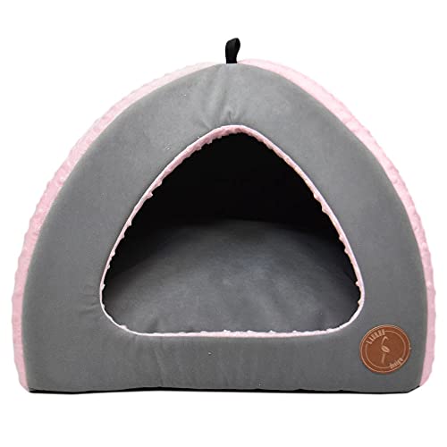 Z4L WauWau Hundehöhle/Katzenhöhle/Bella grau Velvet/rosa Minky 50cm x 50cm von Z4L