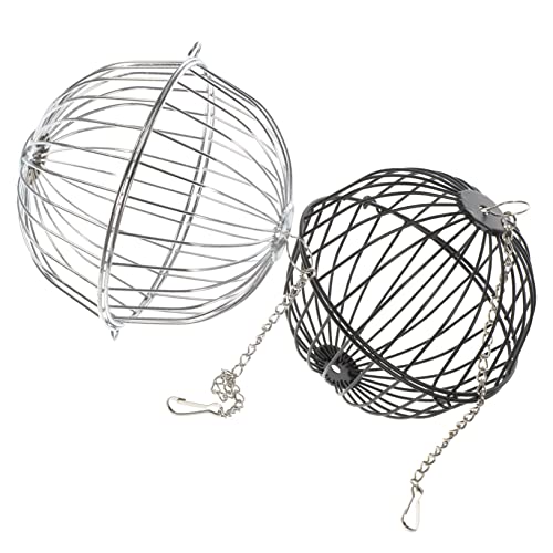 2 Stück Strohball, Metallbehälter, Futterspender for Hamster, Futter, Heu, Behälter, Hamster-Heuraufe, Ball, Tiernahrung, Leckerbissen, Ballkäfig, Edelstahl, Chinchilla-Heuraufe, Haustierkäfig-Versorg von ZAANU