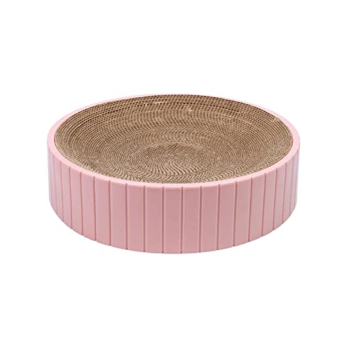 Runder Katzenkratzer, langlebig, 31 cm x 31 cm x 6 cm, Sofaschutz, abnehmbares Nestbett, Katzenkratzbrett, Bettkratzbrett for ausruhende Kätzchen, Rosa/414 (Color : Pink) von ZAANU