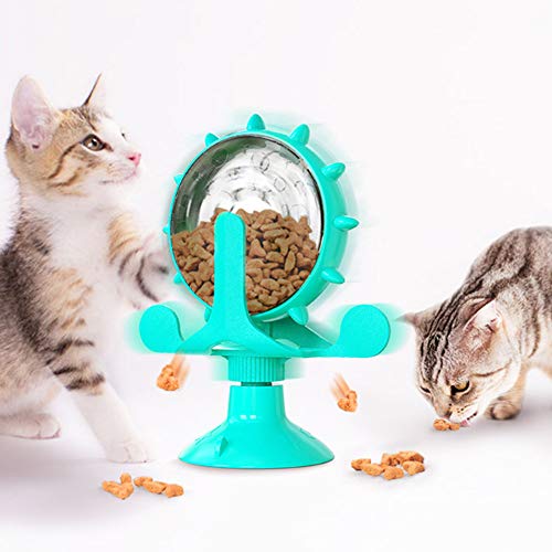 Windmühle, Katzenspielzeug, Drehteller for Katzen, interaktives Haustierspielzeug und Glocke, interaktiver Futterspender for Katzen und Hunde, Verwendung mit Futter oder Leckereien, drehbarer interakt von ZAANU