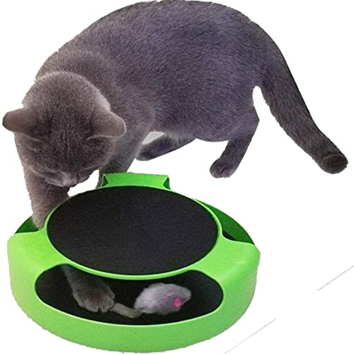 ZAANU Catch The Mouse Katzenkratzer, interaktives Spielzeug mit laufenden Mäusen und einem Kratzbrett for Katzen und Kätzchen /161 von ZAANU