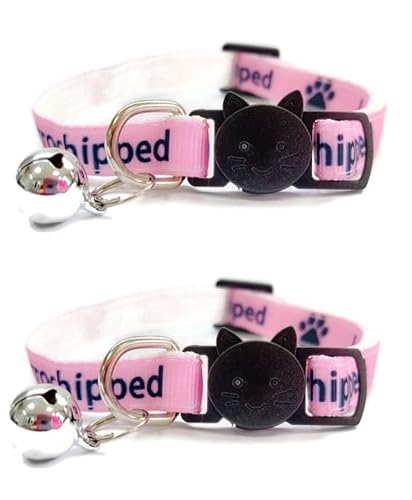 Katzenhalsbänder mit Aufschrift "Please Do Not Feed Me, I Am Microchip", sichere Schnellverschluss-Schnalle, ZACAL Katzenhalsbänder (2 Stück, Rosa, I Am Mikrochip) von ZACAL