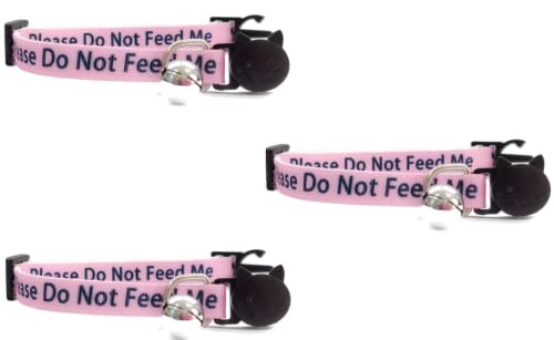 Katzenhalsbänder mit Aufschrift Please Do Not Feed Me/I Am Microchip, sichere Schnellverschluss-Schnalle, ZACAL Katzenhalsbänder, Pink, Bitte Nicht füttern, 3 Stück von ZACAL