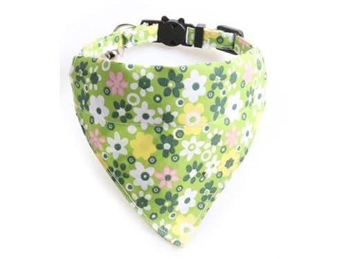 Luxuriöses Katzenhalsband mit Fliege und Glöckchen, sichere Schnellverschluss-Schnalle, ZACAL Katzenhalsbänder (grünes Blumenbandana) von ZACAL