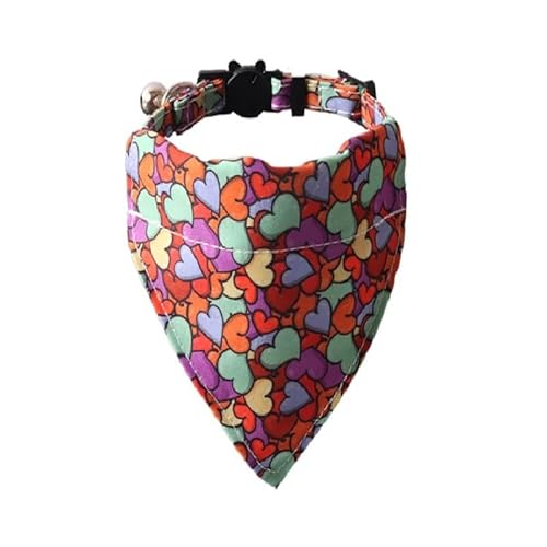 Luxuriöses Katzenhalsband mit Fliege und Glöckchen, sichere Schnellverschluss-Schnalle, ZACAL Katzenhalsbänder (Bandana mit mehreren Herzen) von ZACAL
