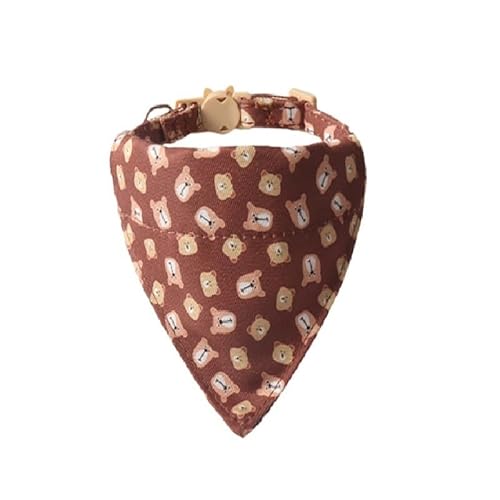 Luxuriöses Katzenhalsband mit Fliege und Glöckchen, sichere Schnellverschluss-Schnalle, ZACAL Katzenhalsbänder (braunes Bärengesicht-Bandana) von ZACAL