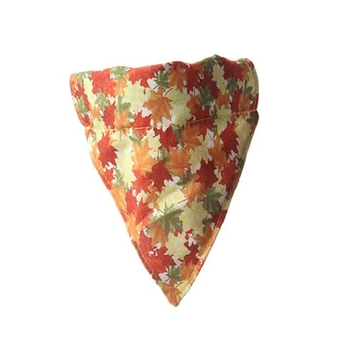 Luxuriöses Katzenhalsband mit Fliege und Glöckchen, sichere Schnellverschluss-Schnalle, ZACAL Katzenhalsbänder (orangefarbenes Herbst-Ahornblatt-Bandana) von ZACAL