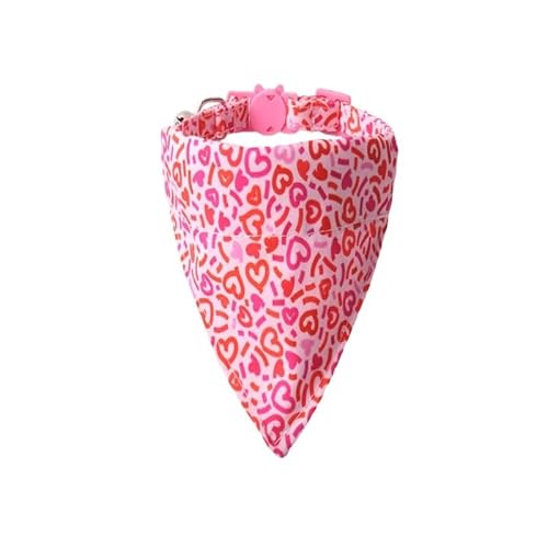 Luxuriöses Katzenhalsband mit Fliege und Glöckchen, sichere Schnellverschluss-Schnalle, ZACAL Katzenhalsbänder (rosa Herz-Bandana) von ZACAL