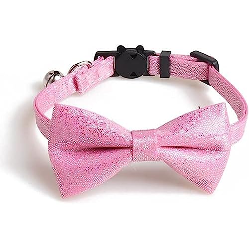 Luxuriöses Katzenhalsband mit Fliege und Glöckchen, sichere Schnellverschluss-Schnalle, Zacal Katzenhalsbänder (Pink Sparkle Glitter) von ZACAL