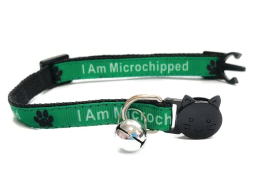 ZACAL Katzenhalsbänder mit Aufschrift Please Do Not Feed Me/I Am Microchip, sichere Schnellverschluss-Schnalle, Grün, 3 Stück von ZACAL