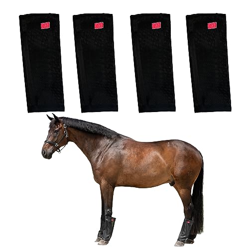 ZACKY ROSE Beinschutz für Pferde, Schwarz, reduziert Ermüdung, hergestellt von Reitern, für Reiter, Einheitsgröße, 4 Stück von ZACKY ROSE