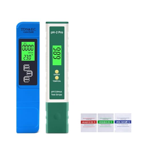 ZADCCS Wassertester, 2 Teile/Satz Tragbare Digitale Temperatur TDS EC PH Meter Test Stift LCD Display Lackmus Tester for Wasser Qualität Reinheit Detektor 5 In1 für Wasserhahn, Aquarium(TPH01690) von ZADCCS
