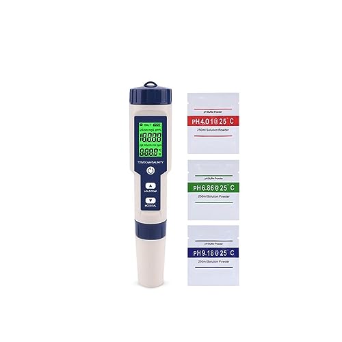 ZADCCS Wassertester, 5-in-1-Funktion Wasserqualitätsmessgerät PH-Salzgehalt TDS EC-Tester mit Hintergrundbeleuchtung for Aquakultur, Trinkwasser, Schwimmbad für Wasserhahn, Aquarium(with Backlight) von ZADCCS