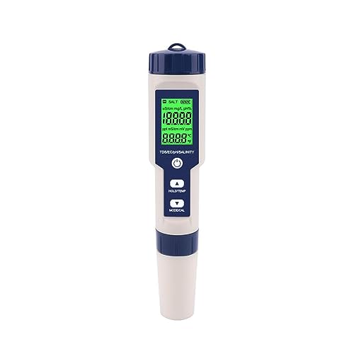 ZADCCS Wassertester, 5-in-1-TDS/EC/PH/Salzgehalt/Temperatur-Messgerät, digitaler Wasserqualitätsmonitor, Tester for Pools, Trinkwasser, Aquarien für Wasserhahn, Aquarium(PH EC TDS Salt Temp) von ZADCCS