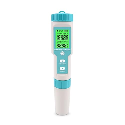 ZADCCS Wassertester, 7 in 1 PH/TDS/EC/ORP/Salinität/S. G/Temperature Meter C-600 Wasserqualitätstester for Trinkwasser, Aquarien PH-Meter für Wasserhahn, Aquarium(Backlight) von ZADCCS
