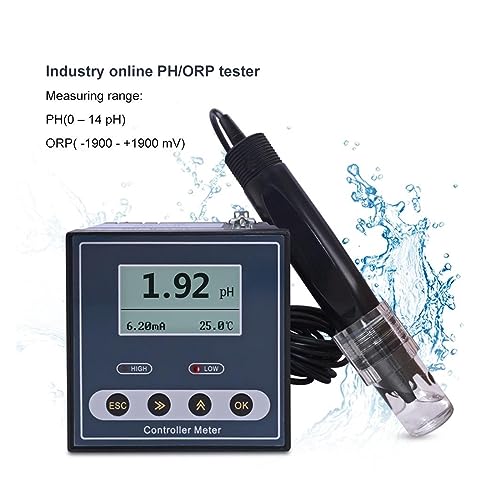 ZADCCS Wassertester, Industrieller PH-Controller, ORP-Messgerät, Monitor, digital, 0,02 pH, 1 mV, Ober- und Untergrenze, Kontrollalarm, PH-Tester für Wasserhahn, Aquarium(Glass Electrode) von ZADCCS