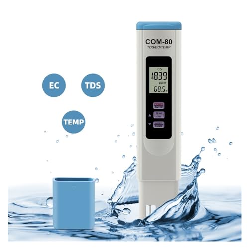 ZADCCS Wassertester, TDS EC Temp Meter COM-80 Gesamtgehalt an gelösten Feststoffen Monitor Leitfähigkeitstester for Aquarium Hydrokultur Trinkwasser für Wasserhahn, Aquarium von ZADCCS
