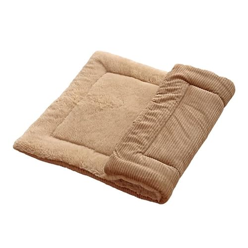 ZADIKO Waschbare Haustiernestmatte Herbst Und Winter Warme Hundedecke, Wendbare Hundedecke, Katzenhütte, Zwingermatte (Color : Khaki, Size : L(90 * 70cm)) von ZADIKO