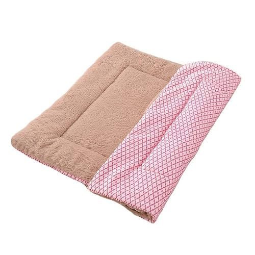 ZADIKO Waschbare Haustiernestmatte Herbst Und Winter Warme Hundedecke, Wendbare Hundedecke, Katzenhütte, Zwingermatte (Color : Pink, Size : L(90 * 70cm)) von ZADIKO