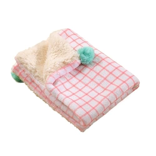 ZADIKO Waschbare Haustiernestmatte Herbst Und Winter Warme Katzenstreu, Katzenmatte, Karierter Teppich, Superweiche Steppdecke for Kleine Hunde (Color : L 70cm*55cm, Size : Pink) von ZADIKO