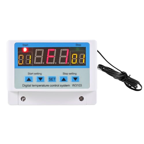 ZAICOLER Temperaturregler, 5 Einfach zu Bedienende Tasten mit LED-Anzeige, Reptilien-Thermostat, Digitaler Temperaturregler, Temperaturregler (30 A und 110–220 V Wechselstrom) von ZAICOLER