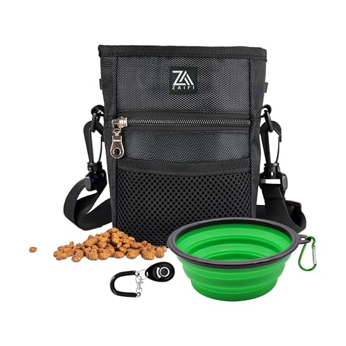 ZAIFI Leckerlibeutel für Hunde, vielseitige Welpen-Snack-Tasche mit verstellbarem Gurt, Gürtelclip, integriertem Kotbeutelspender, Reißverschluss & Netztasche mit Kordelzugverschluss für von ZAIFI