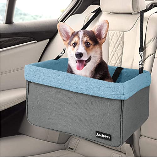 ZAKAPAWS Auto-Reise-Hunde-Sitzerhöhung, tragbar und atmungsaktiv, für Haustiere, Hundetragetasche mit Sicherheitsgurt, Reisen, Sicherheitsaussicht, Hundeerhöhung, 40,6 cm von ZAKAPAWS