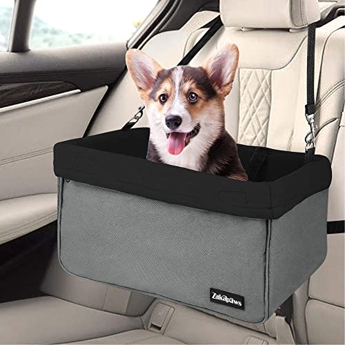 ZAKAPAWS Auto-Reise-Hunde-Sitzerhöhung, tragbar und atmungsaktiv, für Haustiere, Hundetragetasche mit Sicherheitsgurt, Reisen, Sicherheitsaussicht, Hundeerhöhung, 40,6 cm von ZAKAPAWS