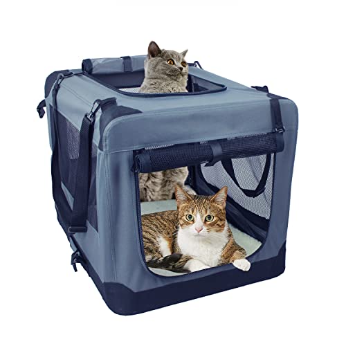 ZAKAPAWS Faltbare weiche Hundebox, tragbare Hundehütte mit 3 Türen, für drinnen und draußen, 66 cm L x 50,8 cm B x 50,8 cm H, Grau von ZAKAPAWS