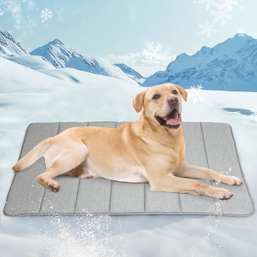 ZAKAPAWS Hunde-Kühlmatte für große Hunde, orthopädische Memory-Foam-Haustierunterlage für den Sommer, QMAX > 0,5, waschbar, Premium-Komfortmatte für Ihren pelzigen Begleiter, 104 x 68 cm, Grau von ZAKAPAWS