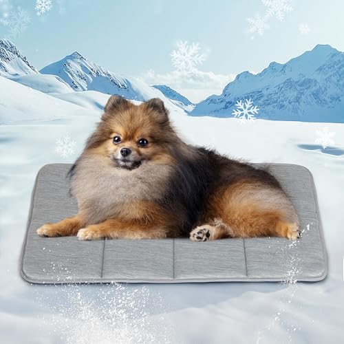 ZAKAPAWS Hunde-Kühlmatte für kleine Hunde, orthopädische Memory-Foam-Haustierunterlage für den Sommer, QMAX > 0,5, waschbar, Premium-Komfortmatte für Ihren pelzigen Begleiter, Grau von ZAKAPAWS