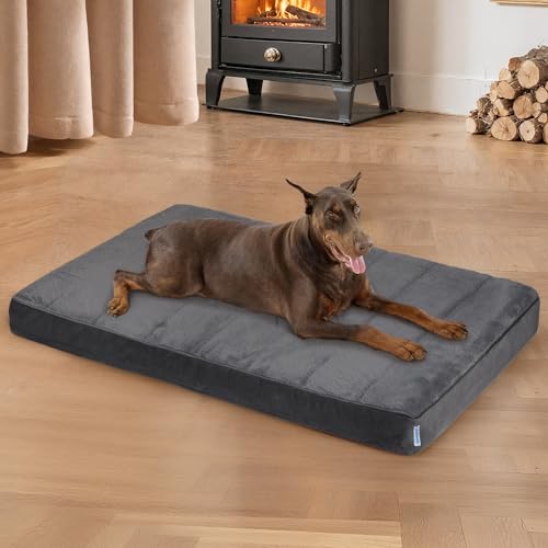 ZAKAPAWS Hundebett für XXL große Hunde – Orthopädische Haustierbetten mit Memory-Schaum, wasserdichter, abnehmbarer, waschbarer Bezug mit rutschfester Unterseite, Grau, 119,4 cm L x 73,7 cm B x 7,6 cm von ZAKAPAWS