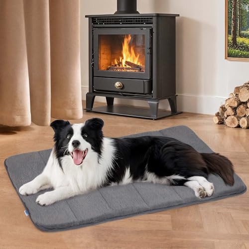ZAKAPAWS Hundekäfigunterlage für große Hunde - Orthopädisches Hundebett mit Memory-Schaum, waschbar, weich, warm, Haustiermatte mit rutschfester Unterseite, Grau von ZAKAPAWS