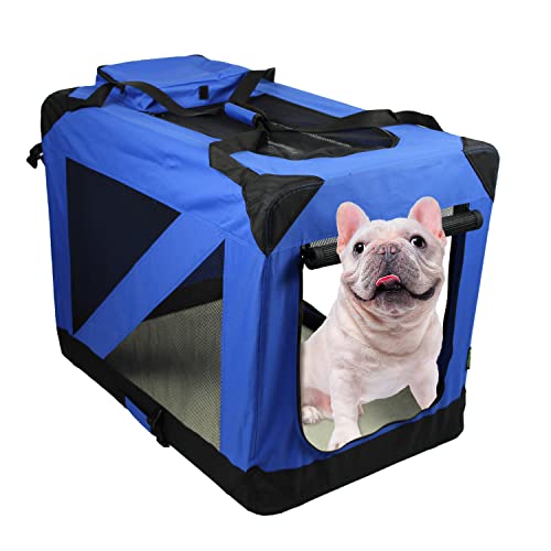 ZAKAPAWS Zusammenklappbare, weiche Hundebox, 76,2 cm, tragbare 3-Türen-Hundehütte, Reise-Haustierbox für drinnen und draußen von ZAKAPAWS