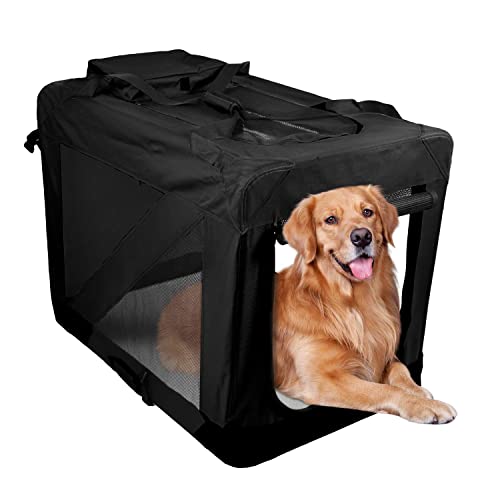 ZAKAPAWS Zusammenklappbare, weiche Hundebox, 91,4 cm, tragbare 3-Türen-Hundehütte, Reise-Haustierbox für drinnen und draußen von ZAKAPAWS