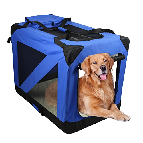 ZAKAPAWS Zusammenklappbare, weiche Hundebox, 91,4 cm, tragbare 3-Türen-Hundehütte, Reise-Haustierbox für drinnen und draußen von ZAKAPAWS