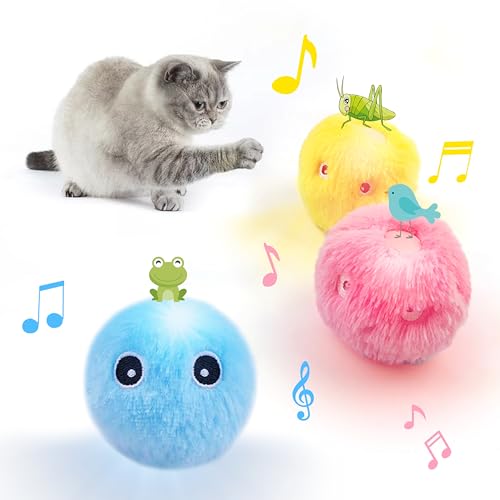 ZALBYUY Katzenspielzeugbälle mit Geräusch, zwitscherndes Katzenspielzeug mit Katzenminze, 3 Stück, flauschige Plüschtierbälle, interaktives Kätzchenspielzeug für Indoor-Katzen (Vogel + Frosch + ZALBYUY Katzenspielzeugbälle mit Geräusch, zwitscherndes Katzenspielzeug mit Katzenminze, 3 Stück, flauschige Plüschtierbälle, interaktives Kätzchenspielzeug für Indoor-Katzen (Vogel + Frosch + von ZALBYUY
