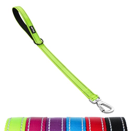 ZALER Kurze Hundeleine, 61 cm Verkehrsleinen für Hunde, reflektierende Nylon-Hundeleine mit gepolstertem Griff, robuste Leine für große und mittelgroße Hunde (61 cm grün) von ZALER